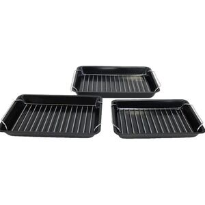 Non Stick Roaster Pan Set 6 Piece 3 Sizes With Chrome Racks New Kitchen Bakeware